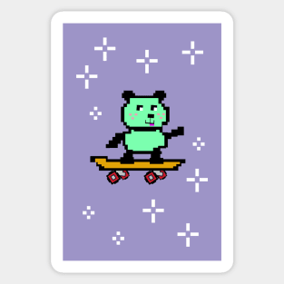 NFT - Little green panda bear on a skateboard Sticker